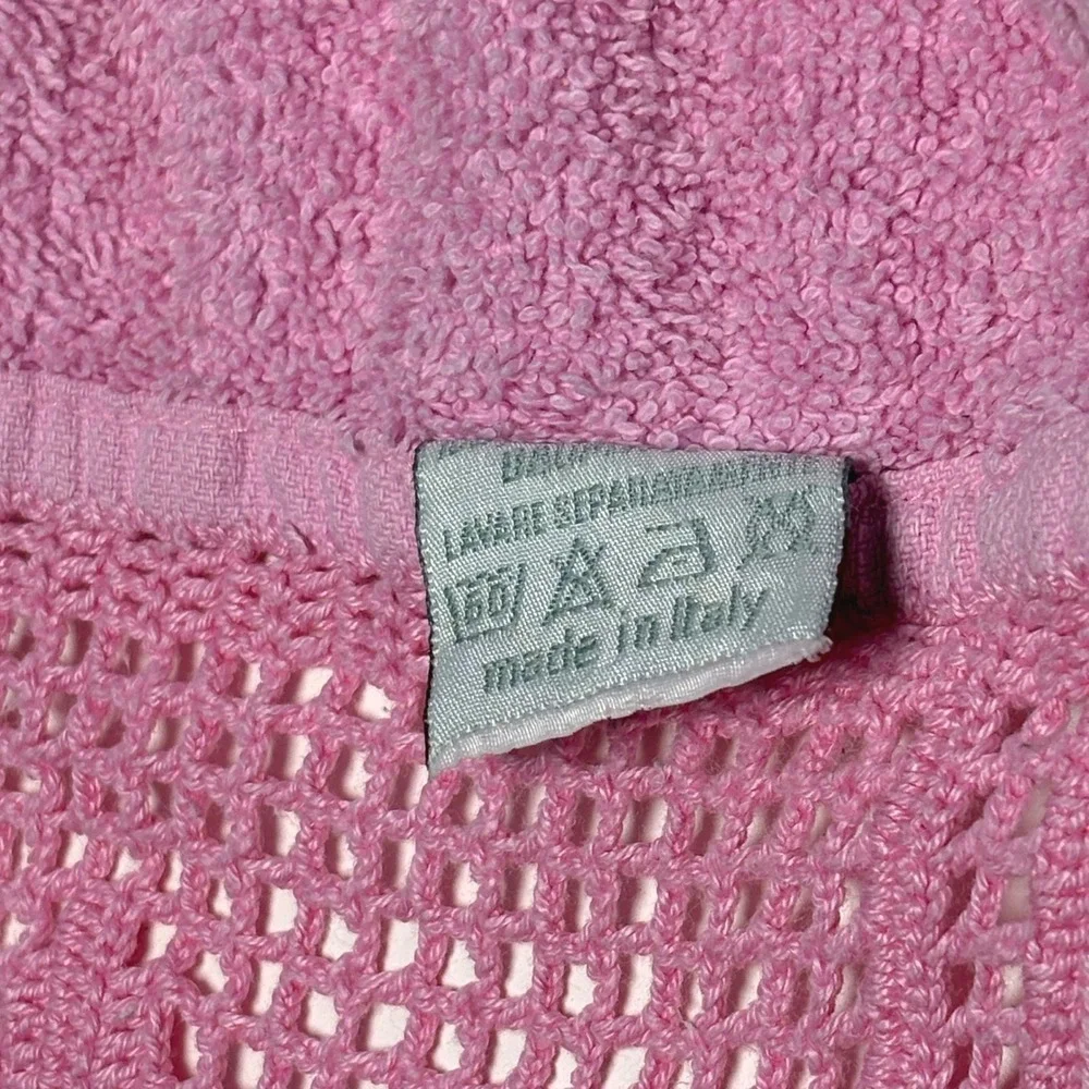 Vintage Hand Towel Made in Italy Crochet Lace Trim Cotton Terry Gabel